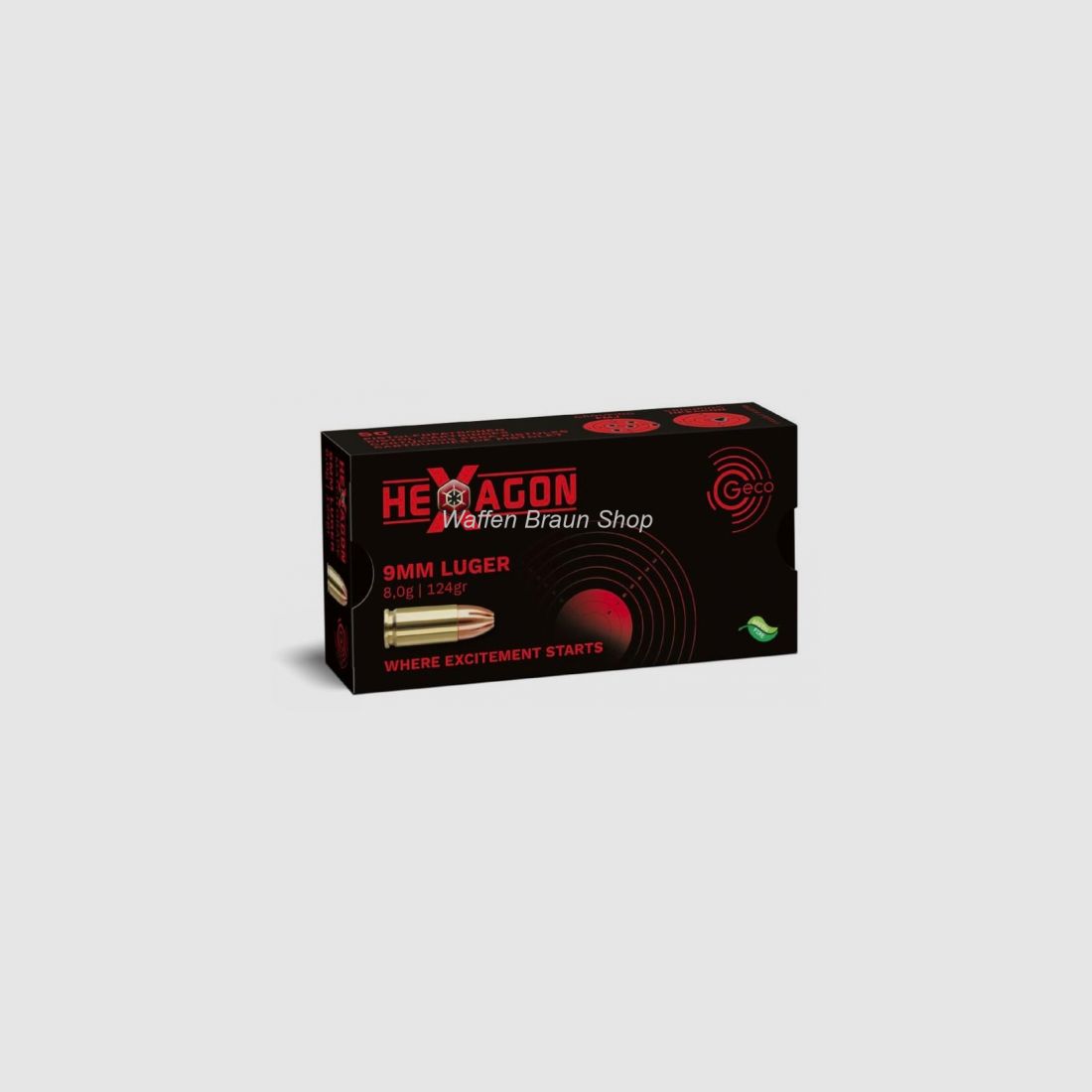 GECO 9mm Luger HEXAGON SX VM 8,0g 124gr Bleifrei
