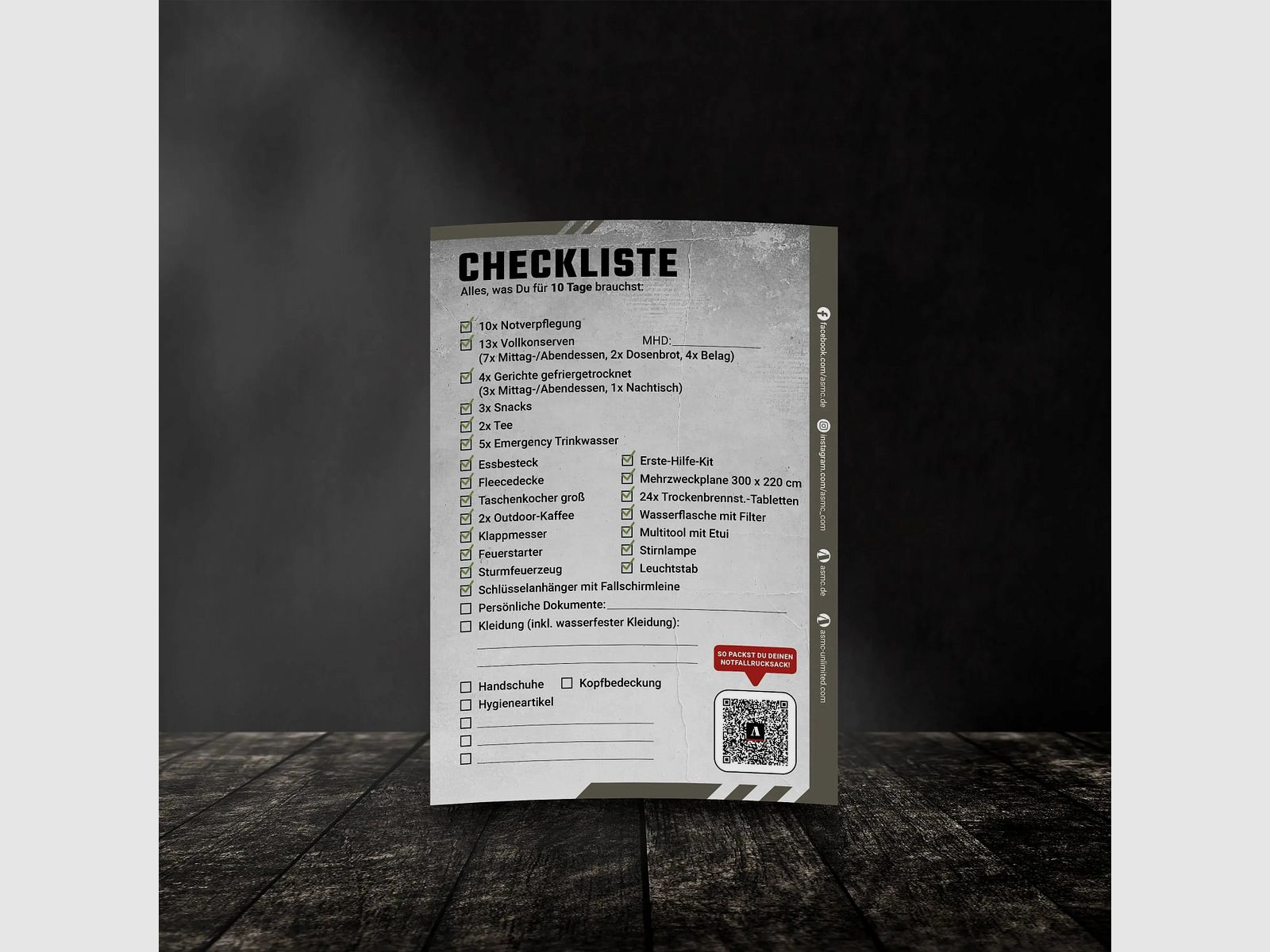 Checkliste Fluchtrucksack Large - 10 Tage