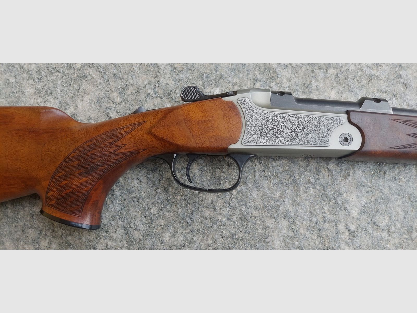 (B.N.) Over-and-under shotgun BLASER K95 cal. 8X68 luxury Yawag with deer antlers and Magna Port 2nd barrel K95 cal. 257 WBY riflescope Zeiss Diavary 2.5-10X50, image 3 of 6