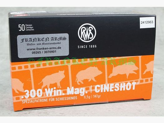 RWS	 Cineshot .300 Win. Mag. 147gr. 9,5g 50 Stück Staffelpreis