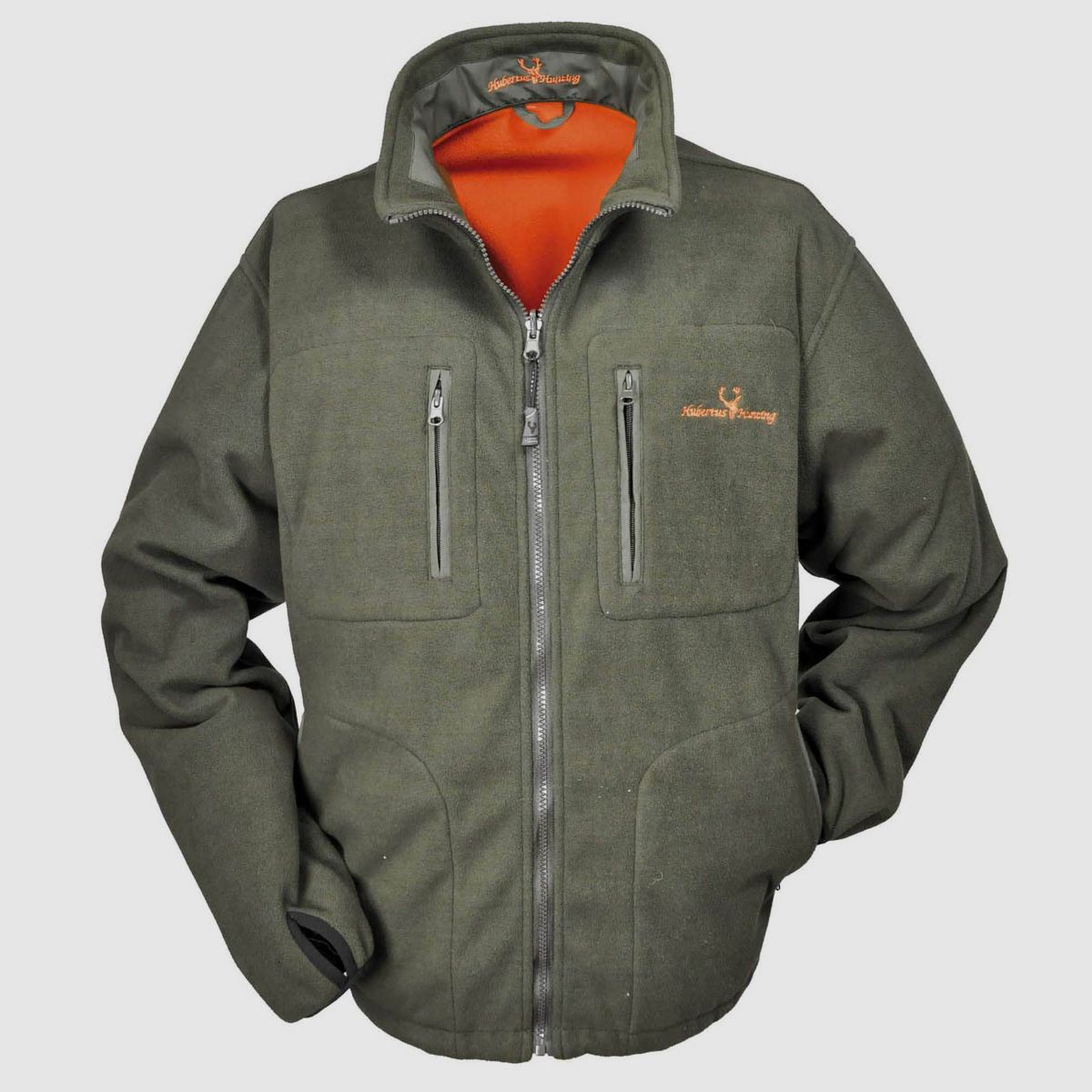 Hubertus Warn Wende Fleecejacke Olive-Orange