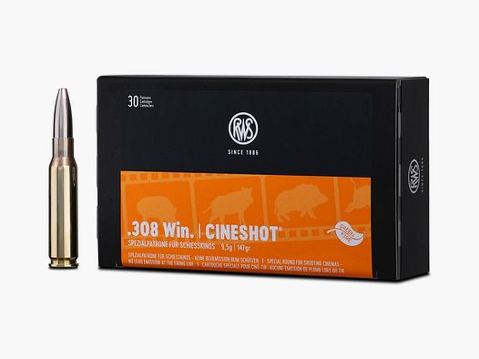 Cineshot .308 Win 147 grs 30 disparos cartuchos especiales para cine de tiro