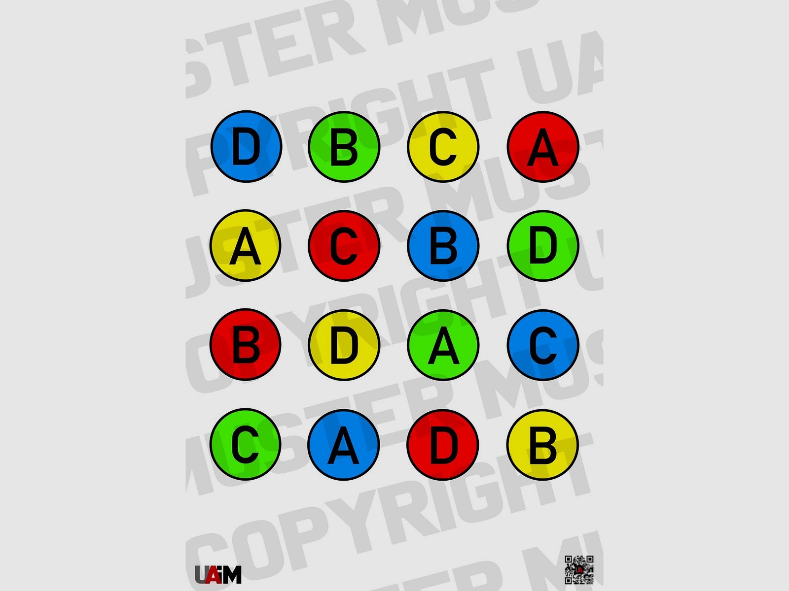 Letter Color Dot Target DIN A1 - Target for versatile drills and concepts...