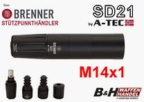 Brenner (por A-TEC) silenciador SD21 sobre el cañón M14x1 hasta calibre: .30