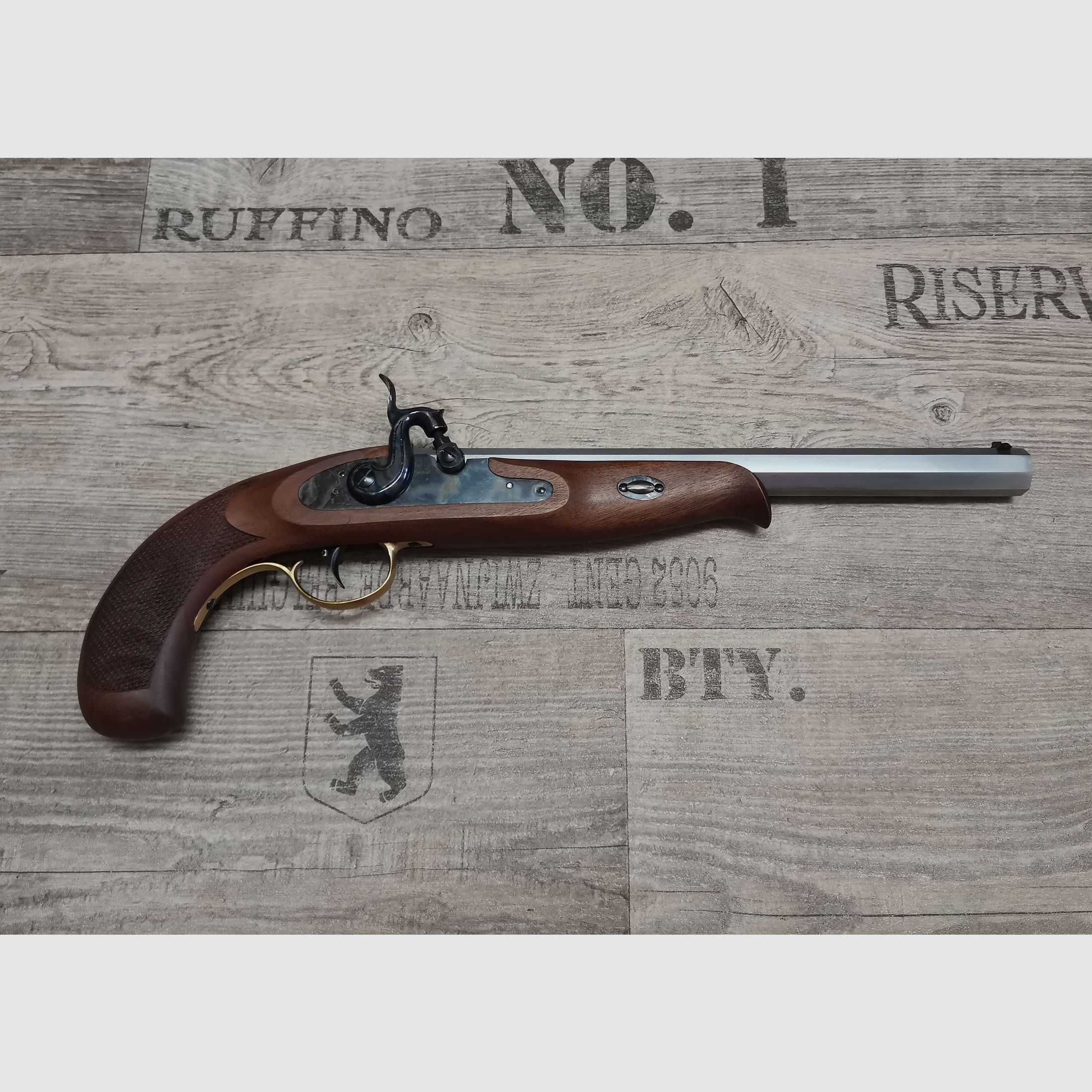 Set completo Davide Pedersoli pistola a retrocarica Continental Target calibro .45, immagine 2 di 6
