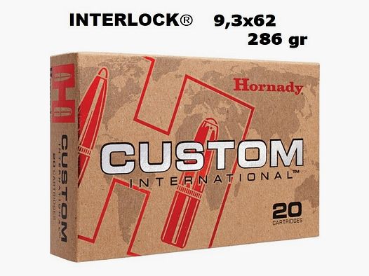 Munition Hornady 9,3×62 INTERLOCK CUSTOM INTERNATIONAL 286 gr