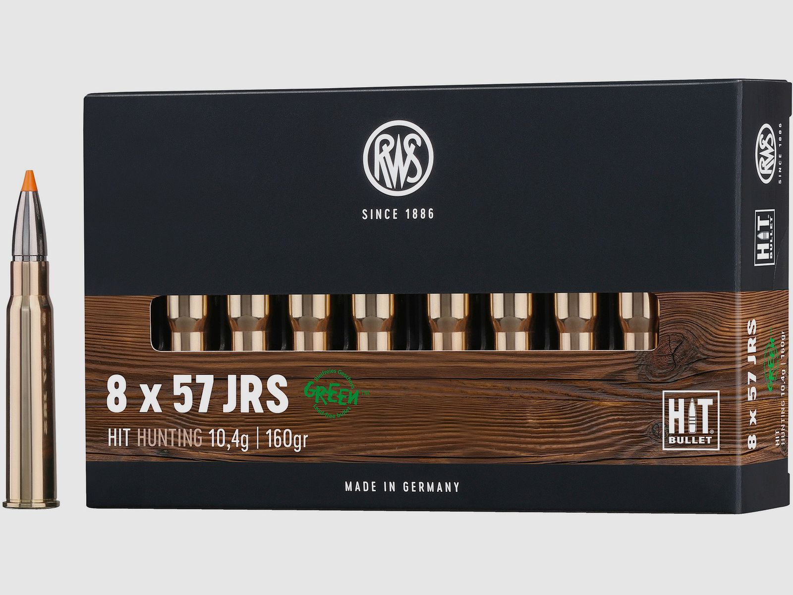 Cartuchos de rifle RWS Hit 8x57 IRS. 160 granos