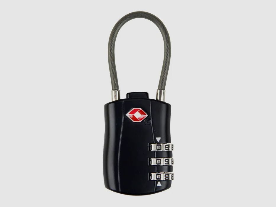 TSA suitcase lock "Comfort" with steel cable in black