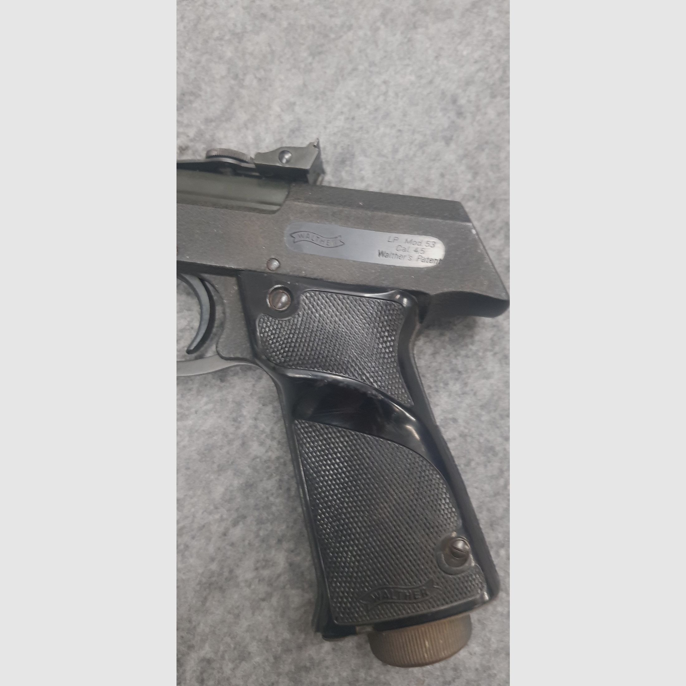 Luftpistole Walther Mod. LP 53 im OVP Karton, Beschreibung u. Flyer aus den 60iger James Bond 007 