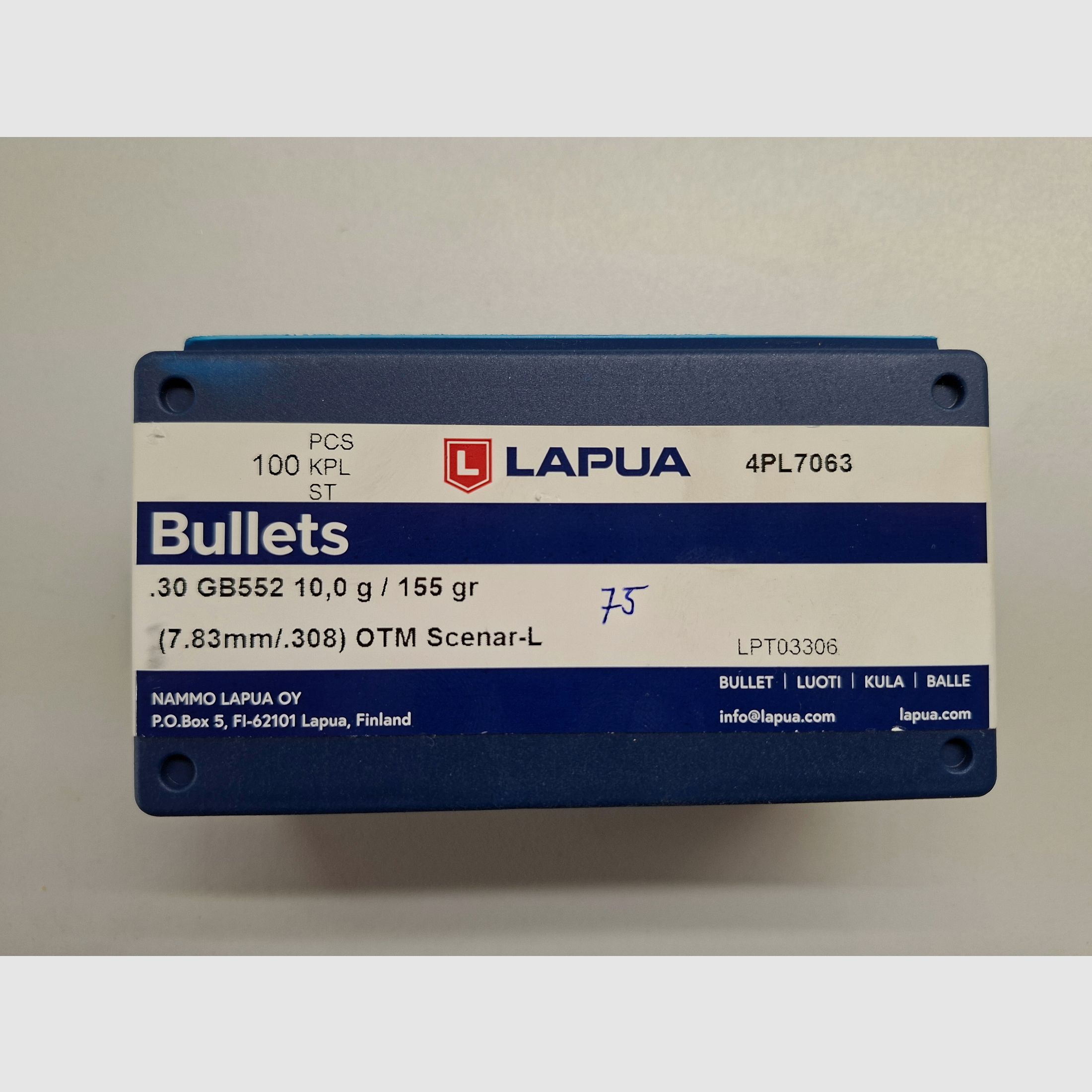 75 Stck Lapua .308 Win 155grain Geschosse HPTM Scenar-L GB 552