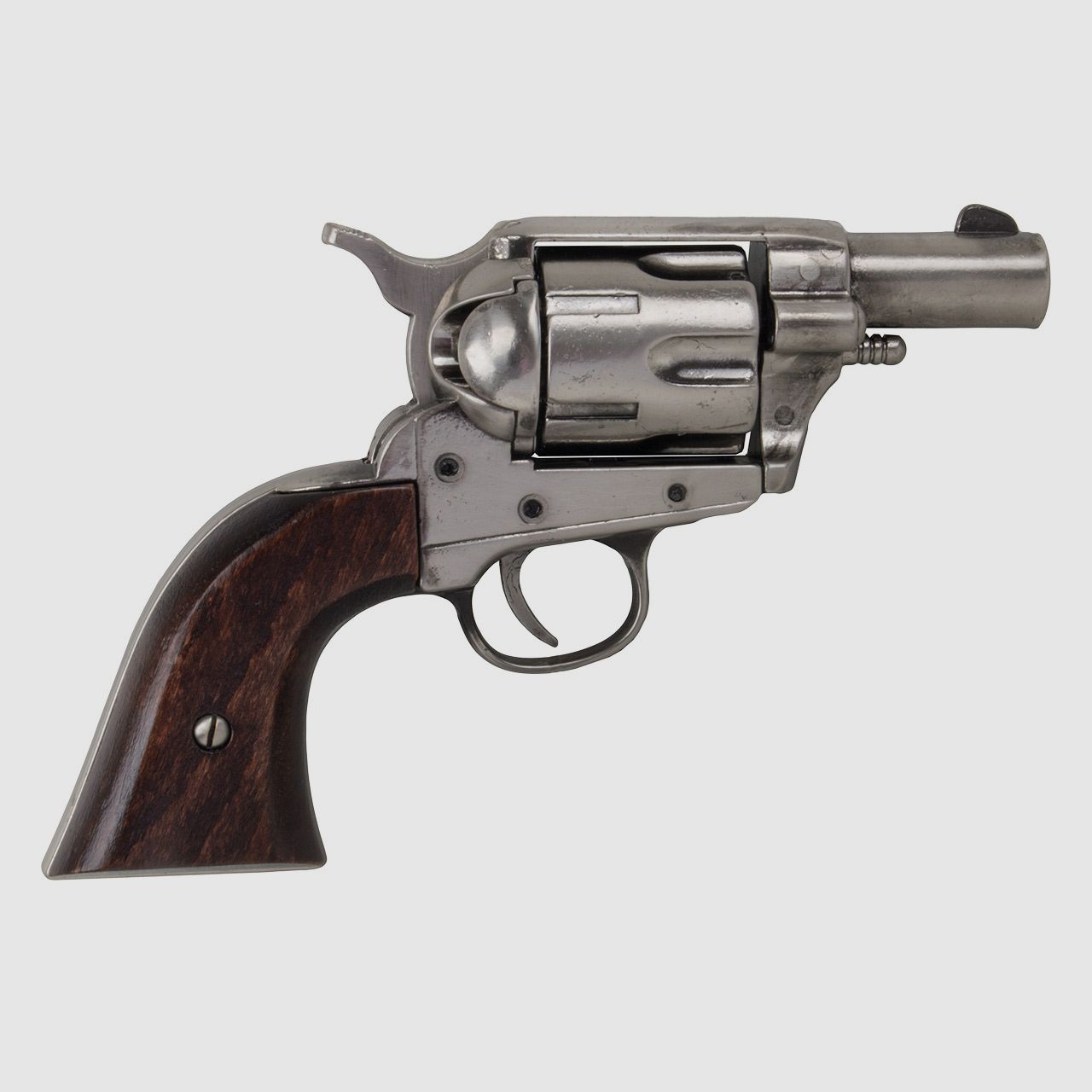 Deko Revolver Kolser Colt SAA Single Action Army Snub Nose 2,5 Zoll Holzgriffschalen nickel poliert