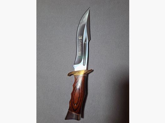 Noż Bowie-/outdoorowy Columbia z drewnianą rękojeścią i pochwa