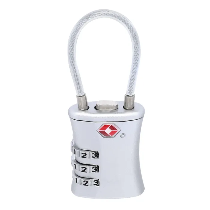 Lucchetto TSA "Comfort" con cavo in acciaio argento
