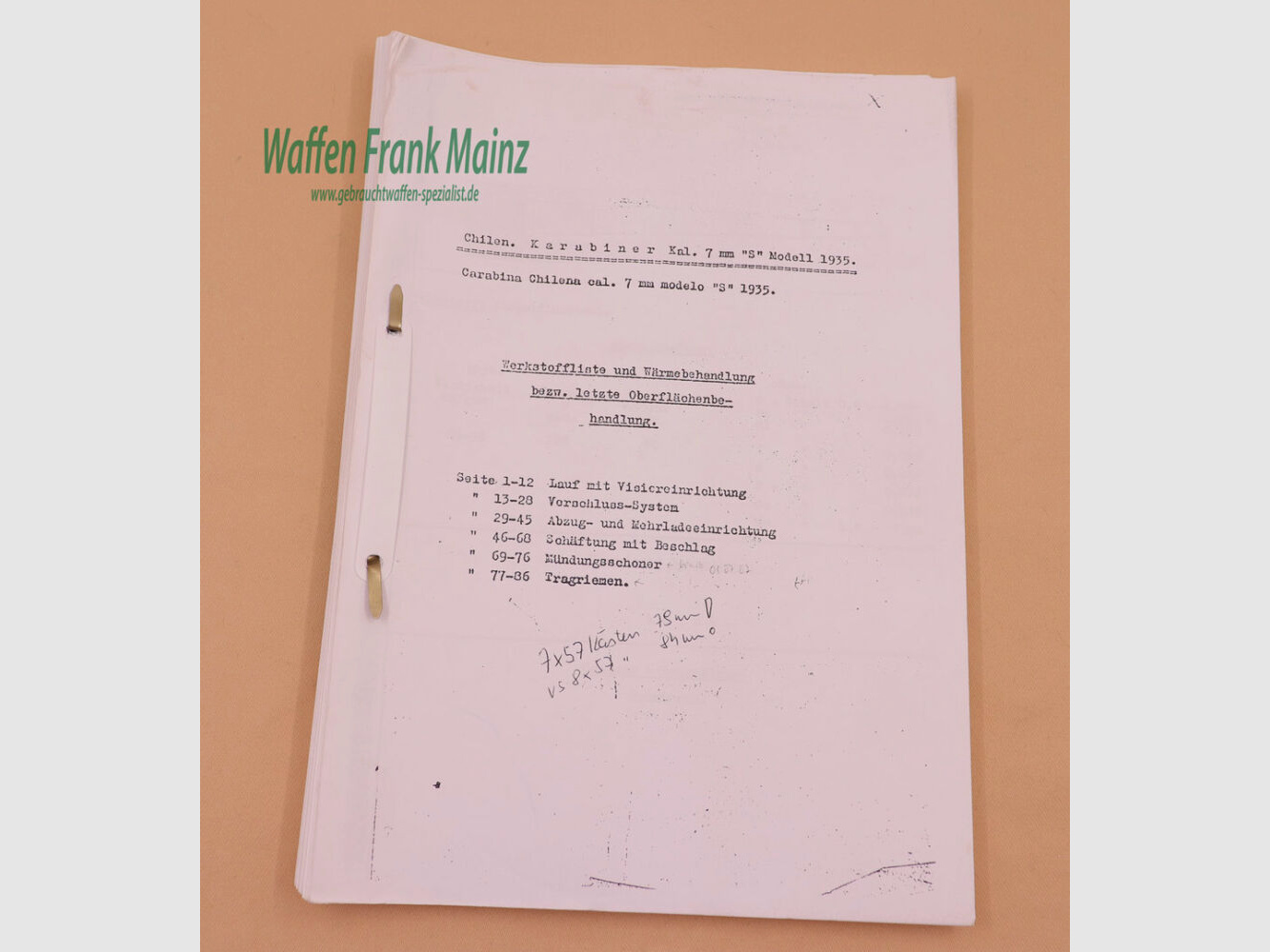 Mauser Fertigungsanleitung M1935Chile