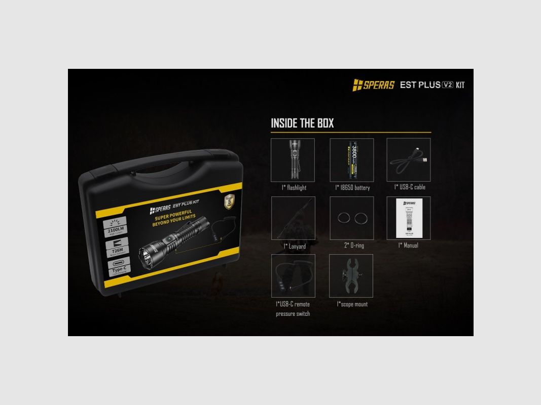 LED-TORCH-KIT 2100 LUMENS MET STRAAL TOT 726M, afbeelding 10 van 10