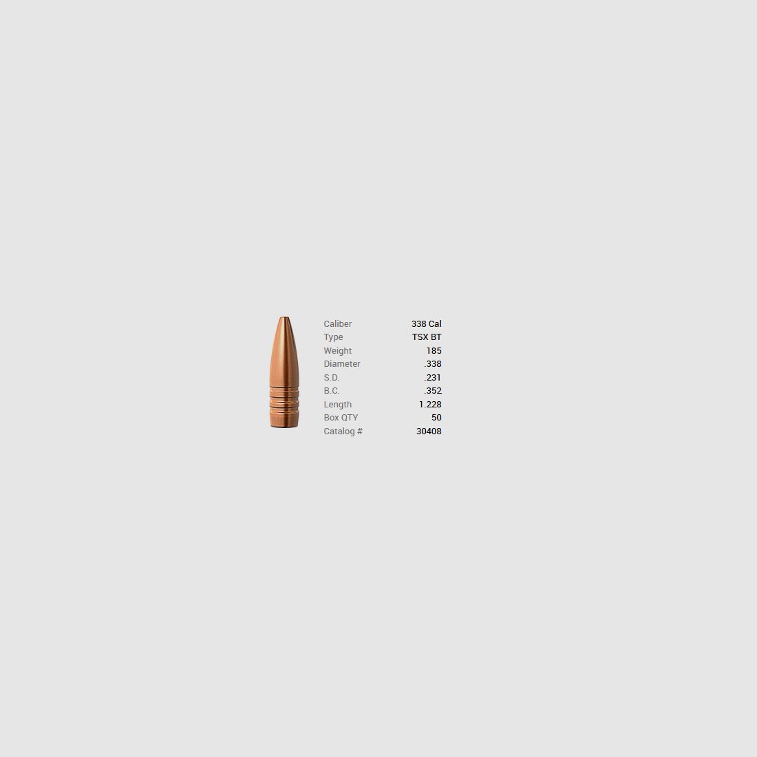 Barnes Geschoss .338/.338 185GR TSX BT 50 Stück