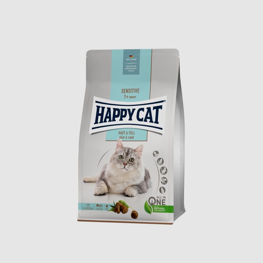 Happy Cat Katzen Trockenfutter Sensitive Haut & Fell 300 g x 6 Stk.