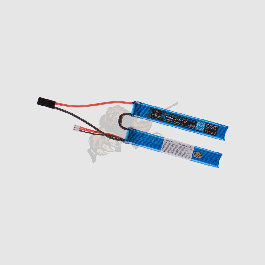 Nimrod Airsoft LiPo Akku 7.4V 1300mAh, 25C zweiteilig - Mini Tamiya
