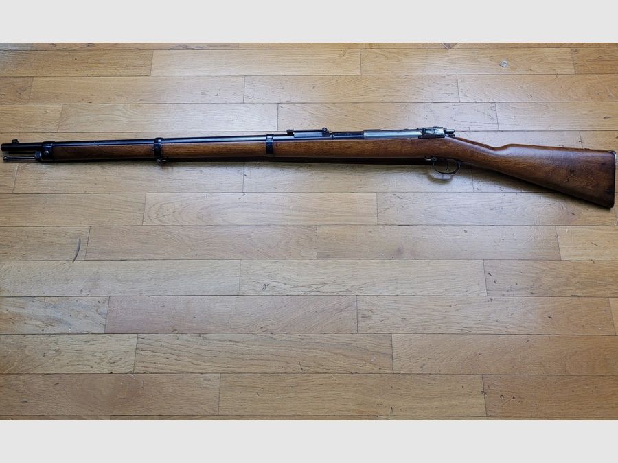 Splendide fusil d&rsquo;infanterie Mauser 1871/84 – Intégralement mono-matricule – Arsenal prussien de Spandau – Prestigieuse attribution aux 1er Chasseurs à Pied de la Garde – canon neuf – État muséal, image 23 sur 35