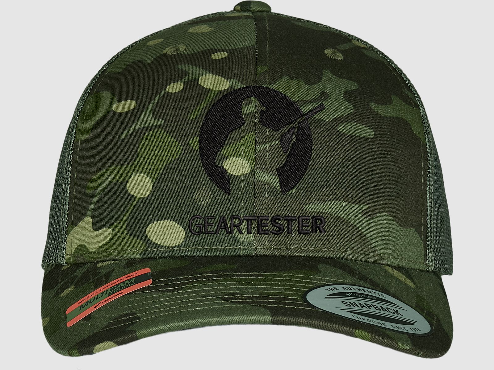 Geartester Multicam Retro Trucker-Kappe, großes Logo