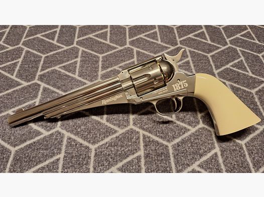 Remington Co2 revolver 1875 full metal nickel / ivory look 4.5 mm diabolo / steel BB