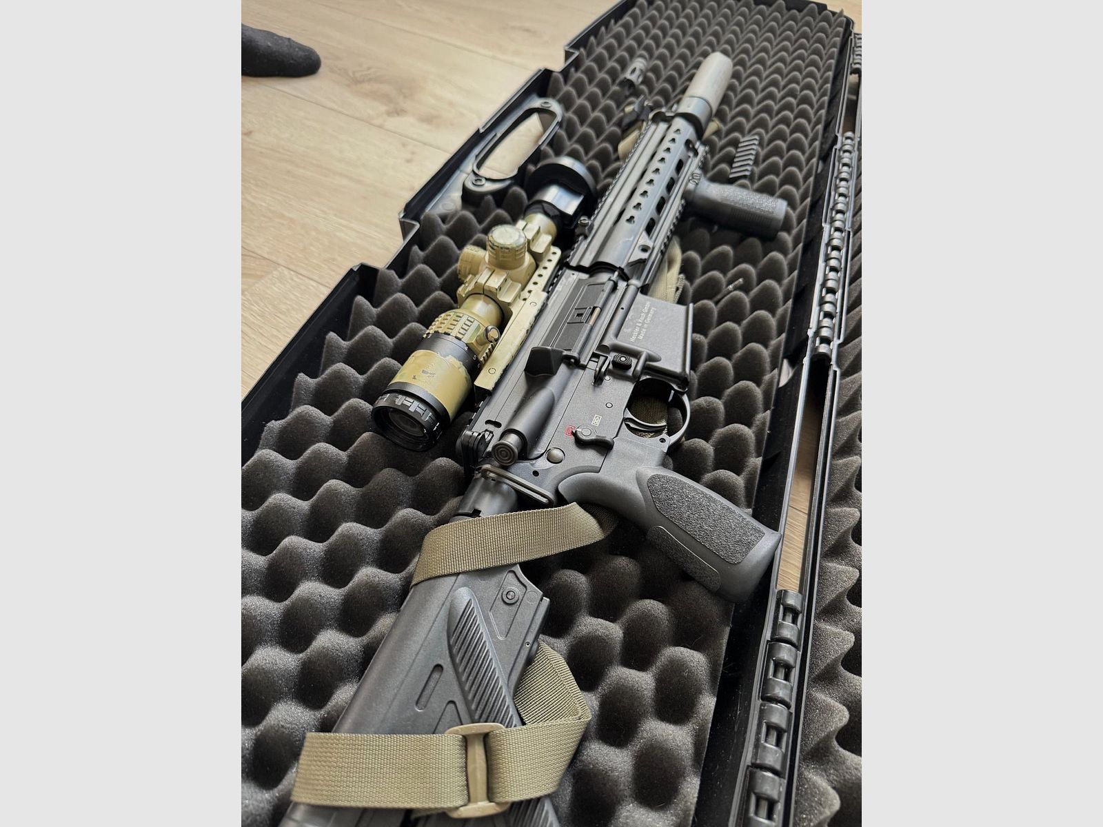 HK MR 223 - 11 inches including B& T Rotex silencer & FALKE LPVO 1-8 x 24 / Precision Hunting adapter - Night vision attachment device