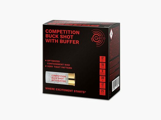 GECO COATED COMPETITION BUCK SHOT WITH BUFFER - 12/70 - 8.25 MM - 25 PIECES