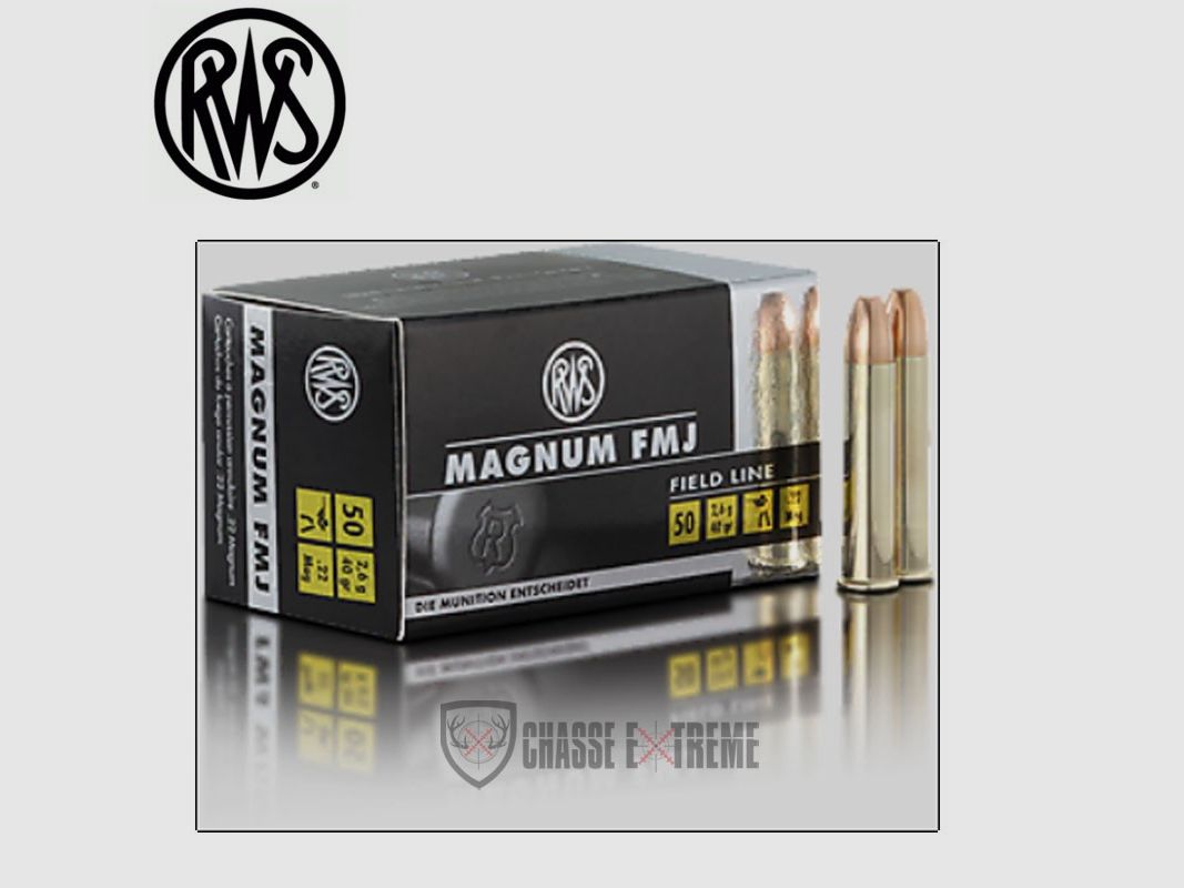 50 Patronen RWS Kal. 22 Magnum 40gr FMJ