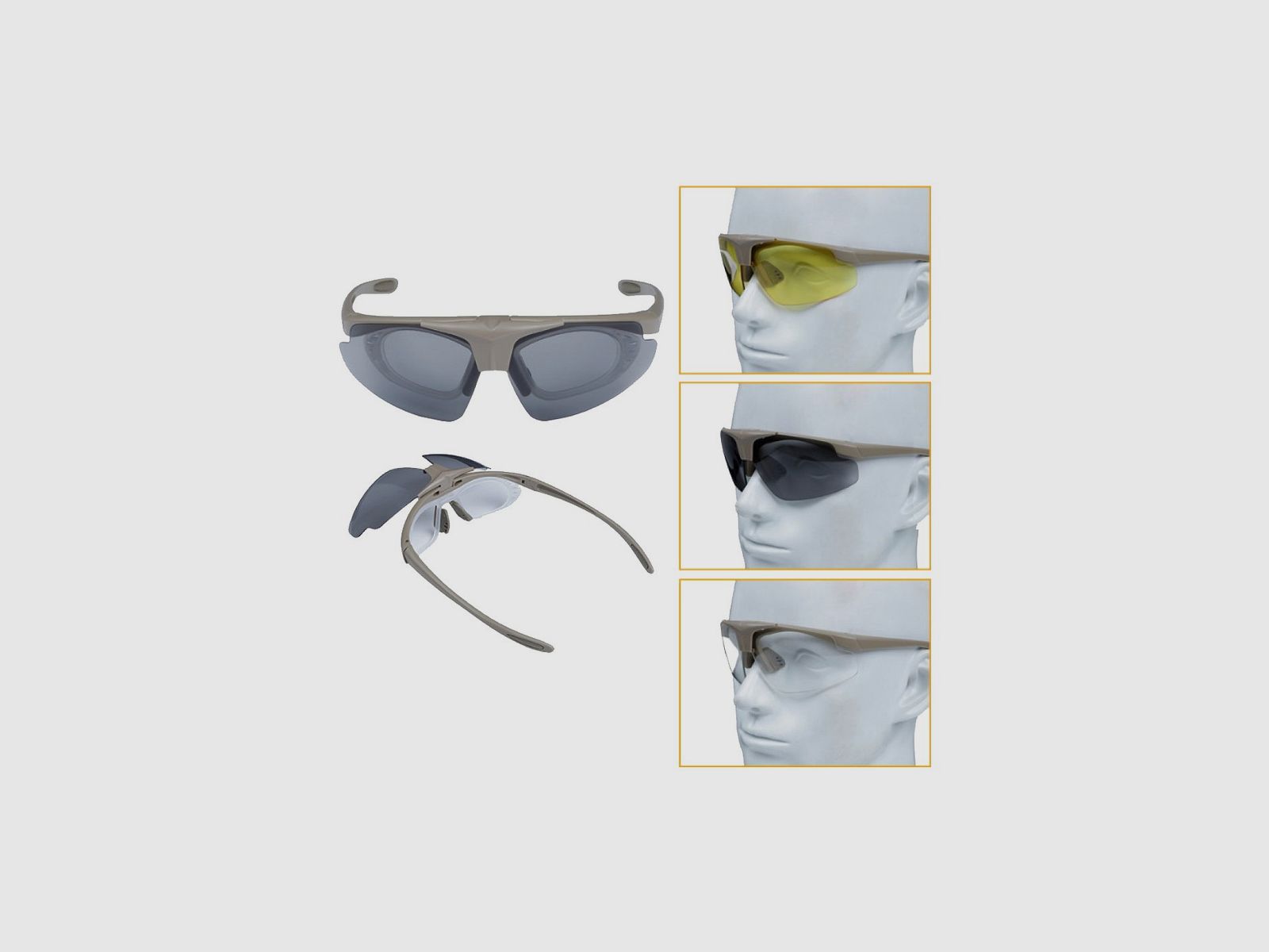 Okulary strzeleckie lub airsoftowe Wosport tan, zdjęcie 3 z 3