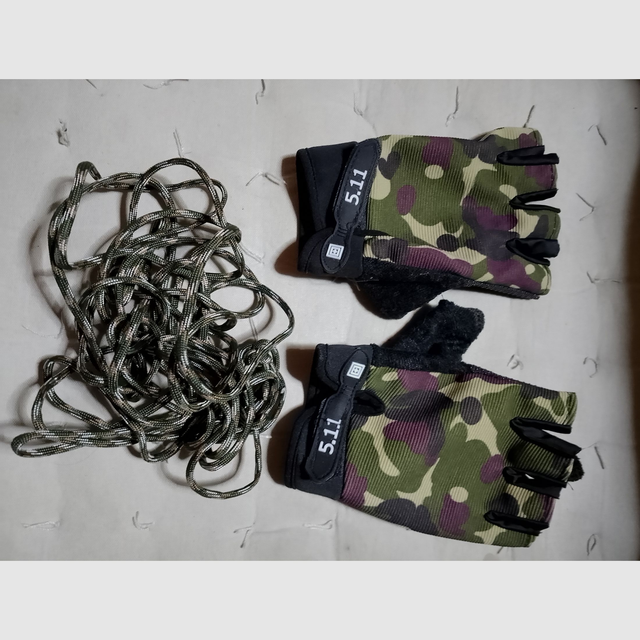 4mm Paracord 7 hilos cuerda 5m de largo + guantes sin dedos patrón de camuflaje camuflaje Airsoft Softair francotirador pesca Paintball