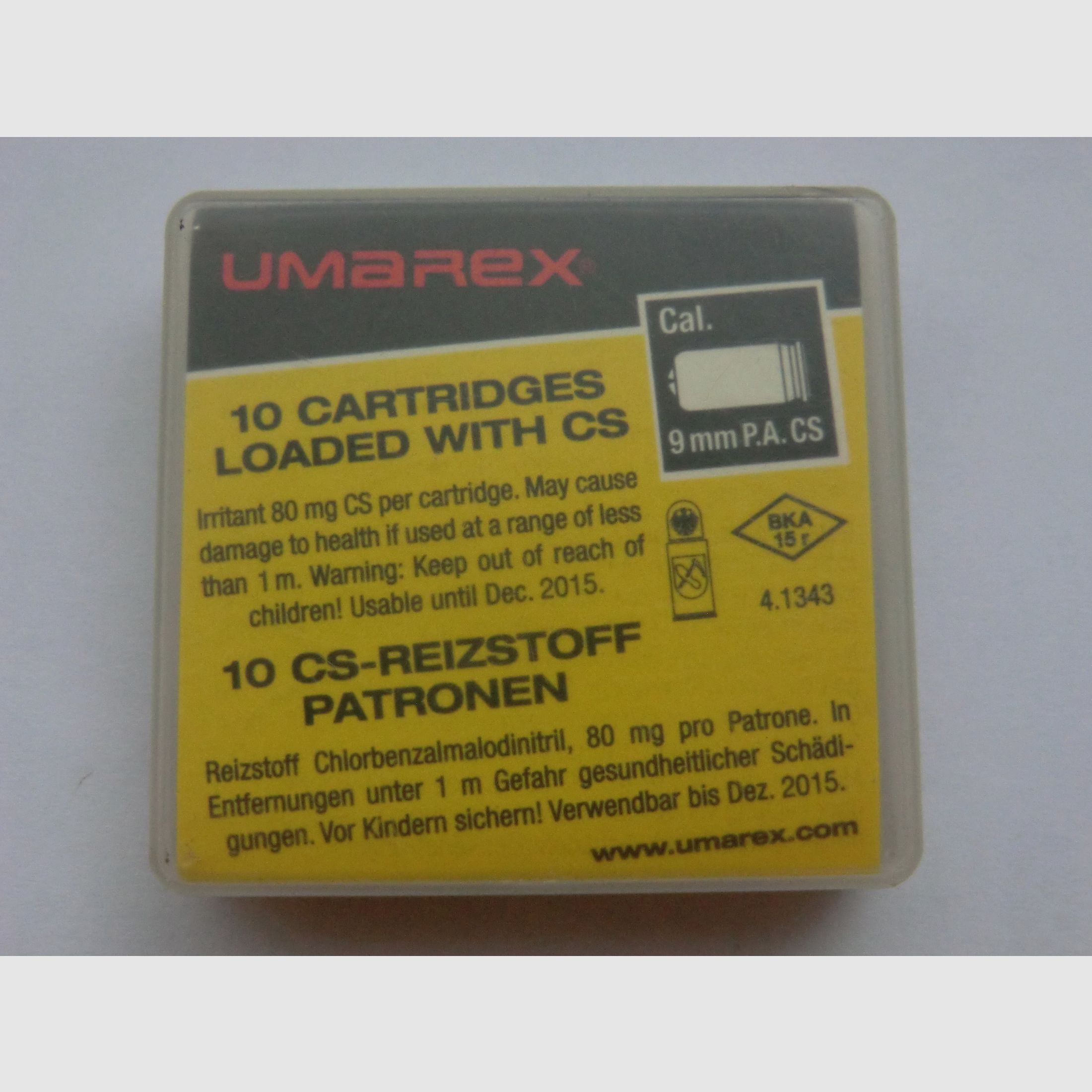 10x UMAREX CS-GAS REIZSTOFF Patronen 9mm für Pistolen  Dez. 2015