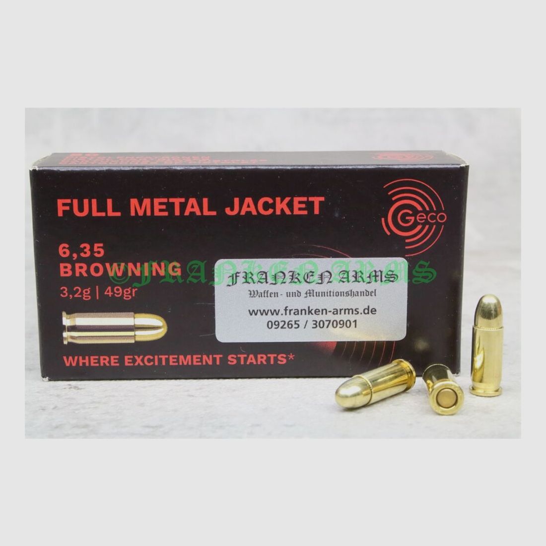 Geco 6,35 Browning FMJ 49gr. 3,2g 50 Stück Staffelpreise