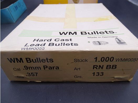 WM Bullets calibro 9mm Dia .357 133gr RN BB proiettili in piombo