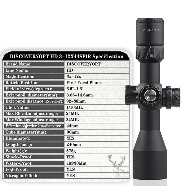 Zielfernrohr DISCOVERY OPTICS HD 3-12X44SFIR FFP-MIL 15021, Bild 4 von 7