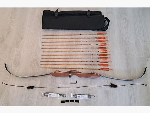 Recurvebogen Set 35 Lbs Ragim Impala TD + Pfeile + Ersatzsehnen + Tasche + Avalon Pfeilauflage