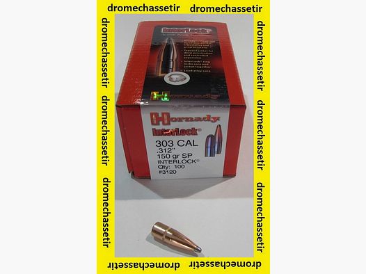 Box 100 Bullets Hornady cal 303 (0.312) SP 150 Grains ref 3120