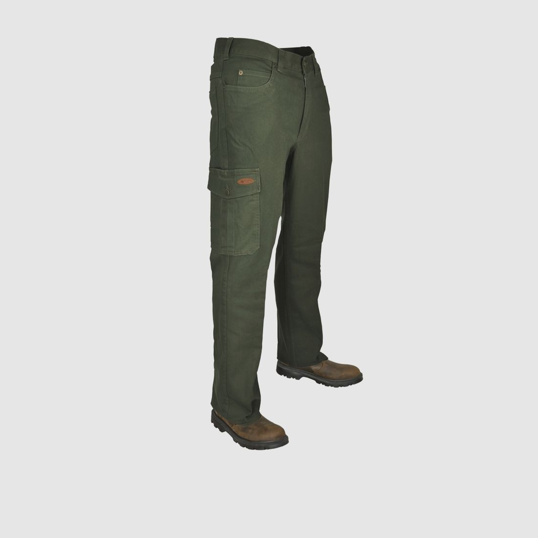Stretch-Jeans mit Beintasche grün