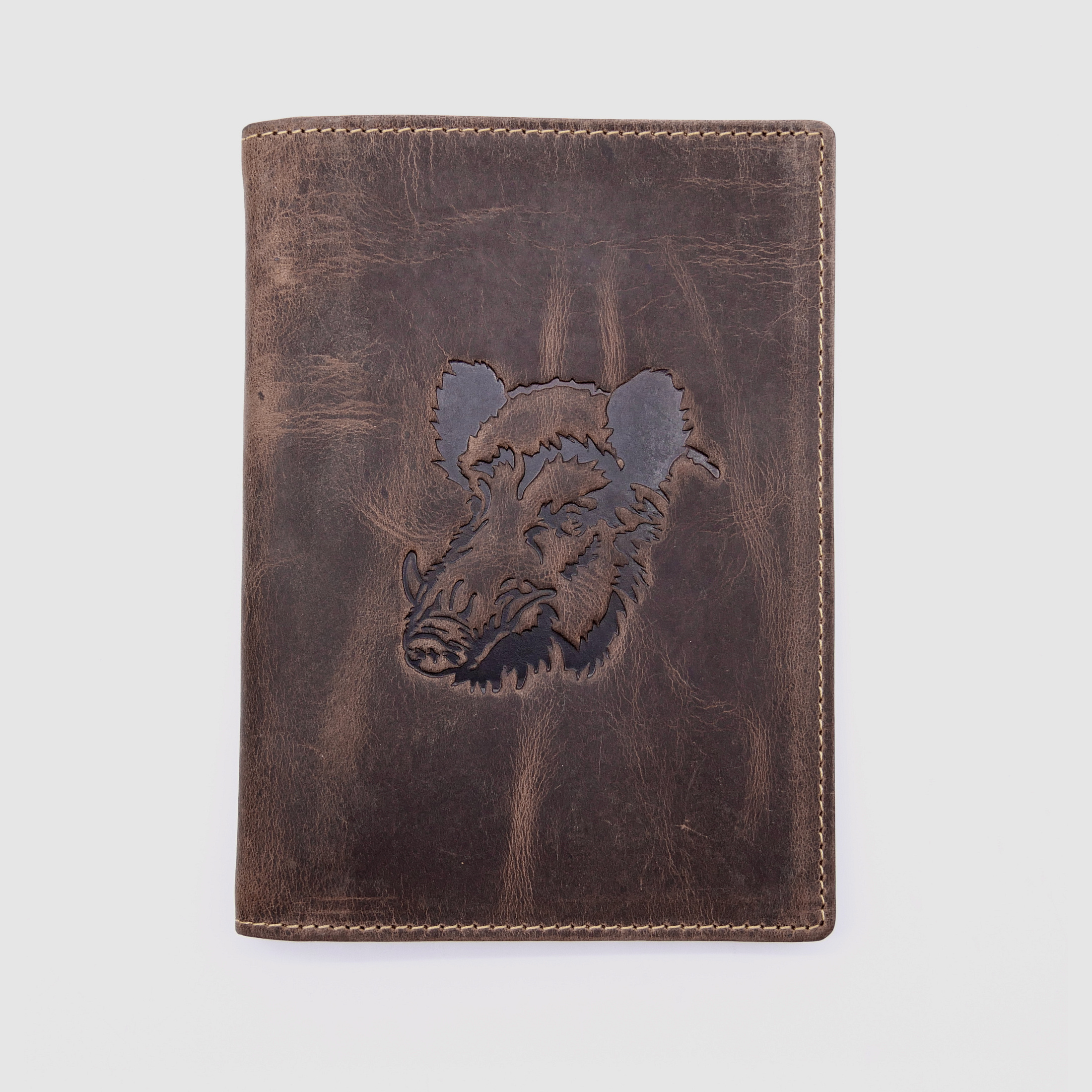 Greenburry leather hunting license folder ID folder case boar brown 328B-wildboar-25