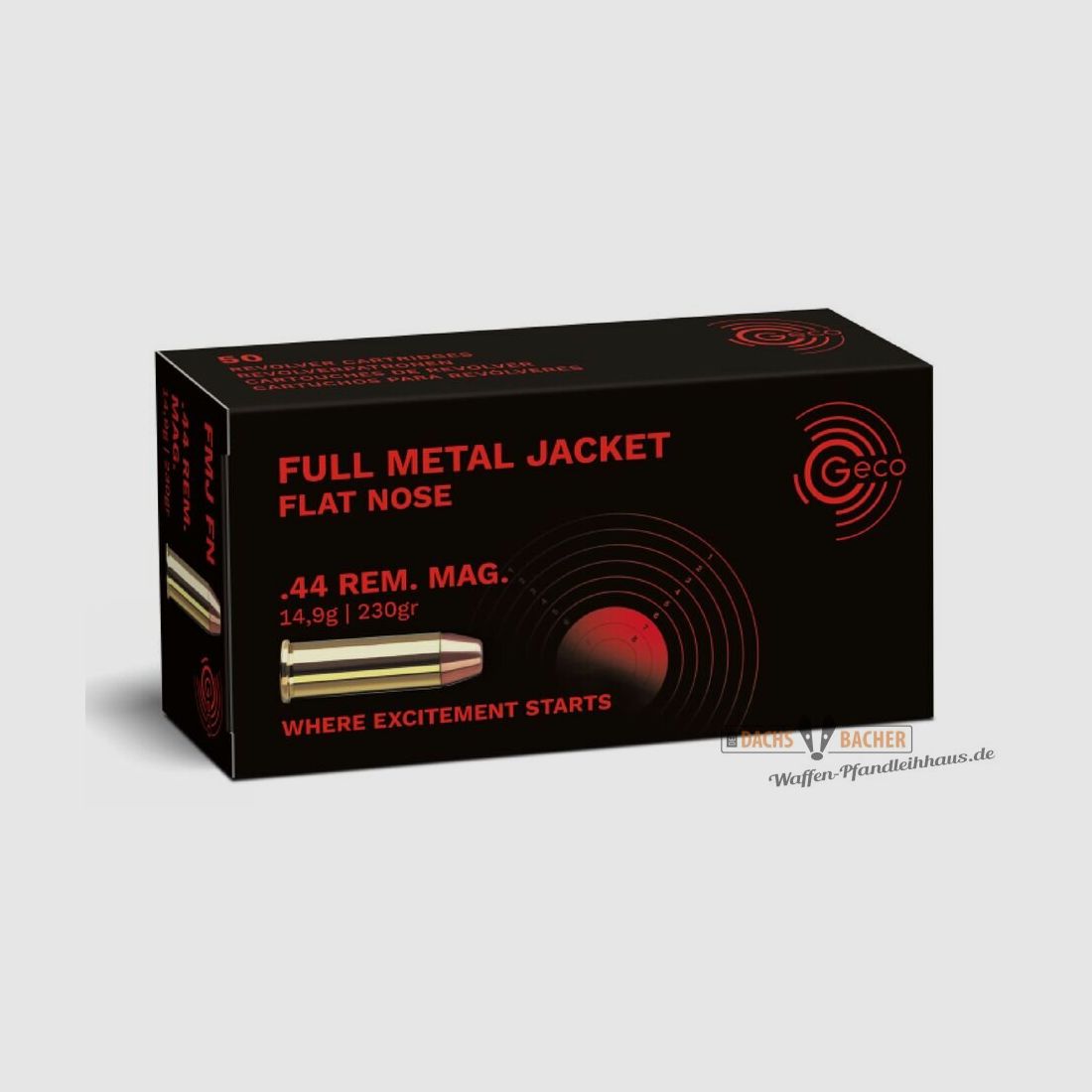 GECO .44 Rem. Mag. FMJ Full Metal Jacket Flat Nose 14,9g/230gr 50 Schuß
