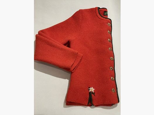 Damen Strickjacke aus Merinowolle in Orange mit Edelweiss