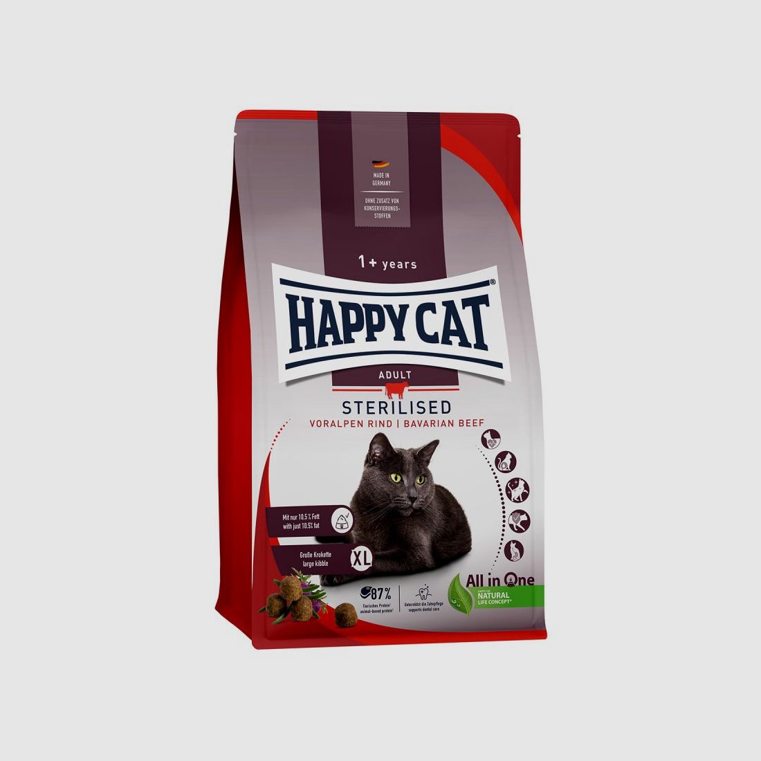 Happy Cat Katzen Trockenfutter Sterilised Voralpen Rind 300 g x 6 Stk.