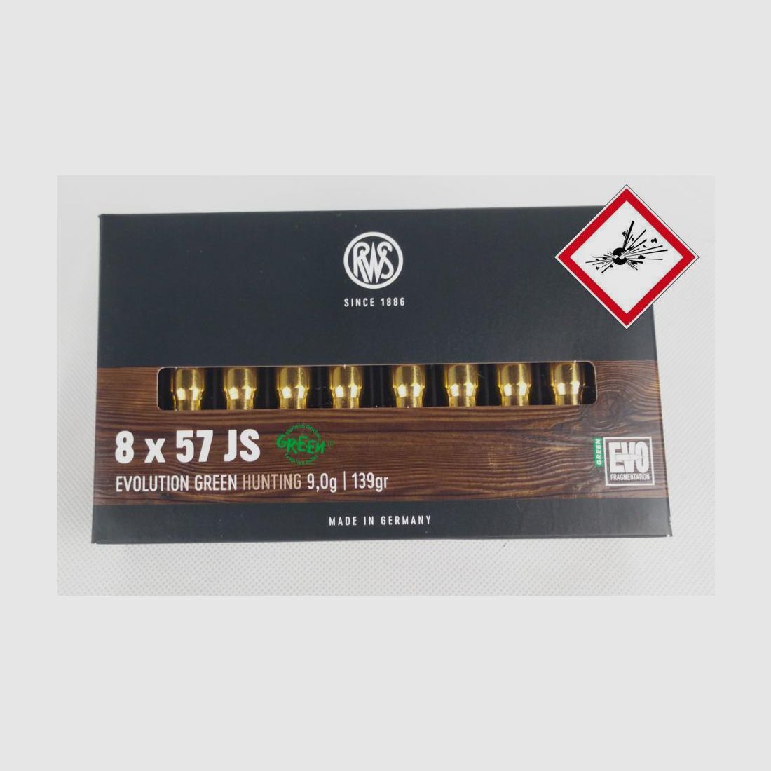 RWS Evo Green Jagdpatrone Karl. 8X57 JS 139grs