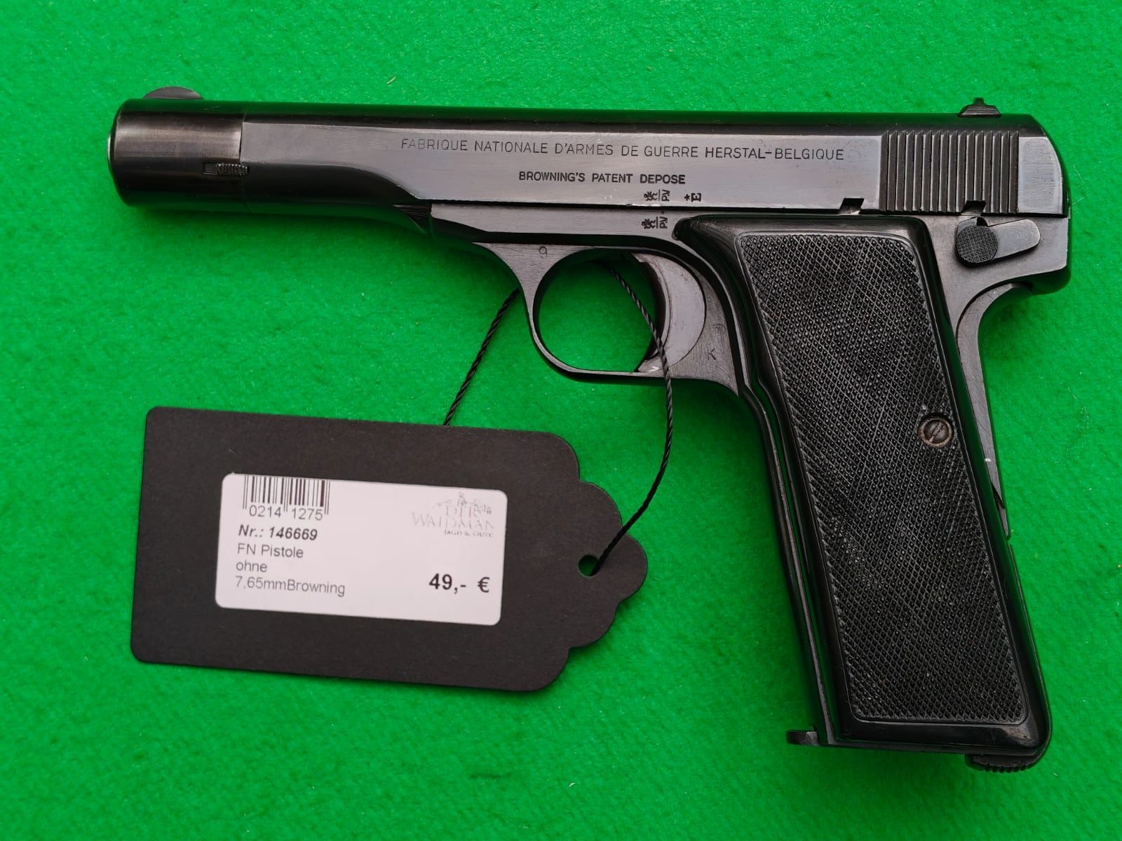 Pistolet FN – calibre 7,65 mm Browning – état passable