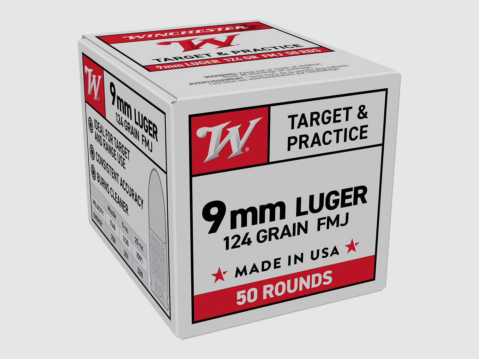 Winchester 9mm Luger FMJ Winchester Super X Target 124grs - 50Stk