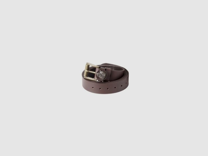 Leather belt 30mm wide - 140cm length, brown, boar motif