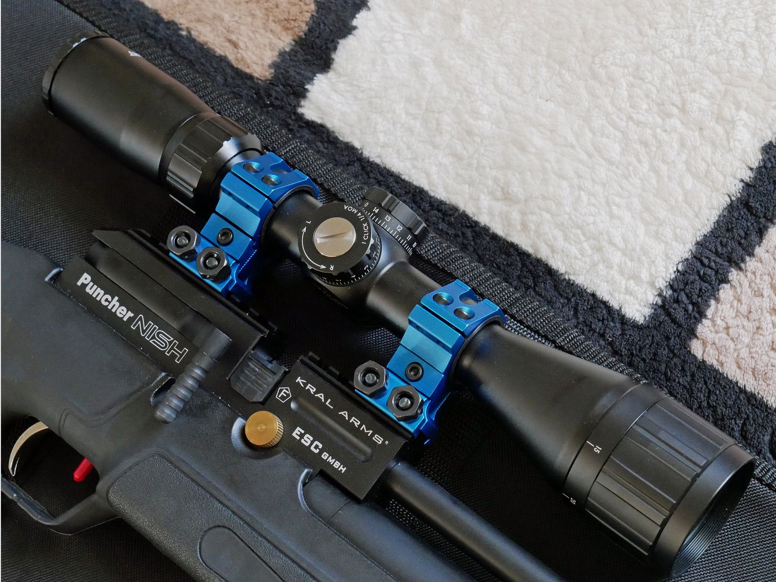 Kral Arms Puncher Nish S luchtgeweer kal. 5,5 mm met richtkijker, tas, Diana-pomp en demper - als nieuw -