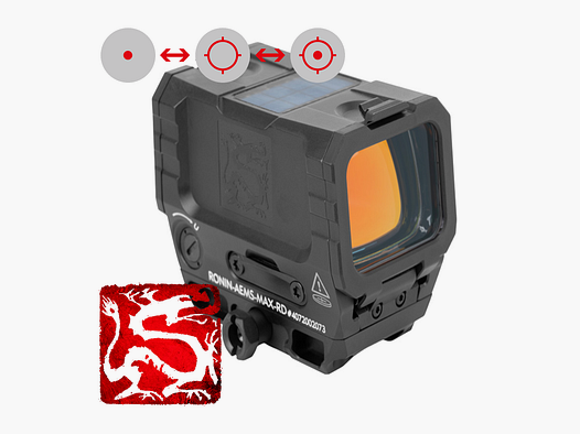 Holosun Point Rouge RONIN-AEMS-MAX-RD avec Réticule Rouge : Point 2MOA & Point Circulaire 65MOA