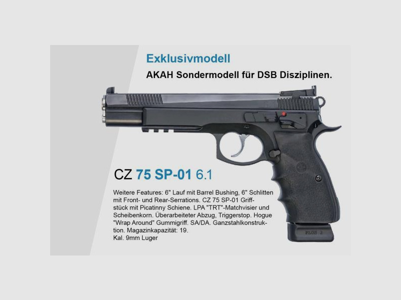 CZ BRNO Pistole Mod. CZ75 SP-01 6.1 -6' 9mmLuger  DSB AKAH Exklusiv