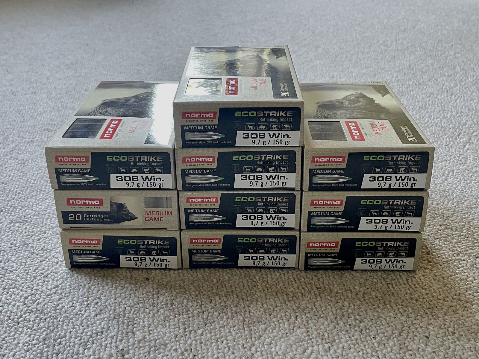 Norma EcoStrike 308 Win bleifrei 9,7g/150gr – 11 Pkg / 220 Patronen neu OVP