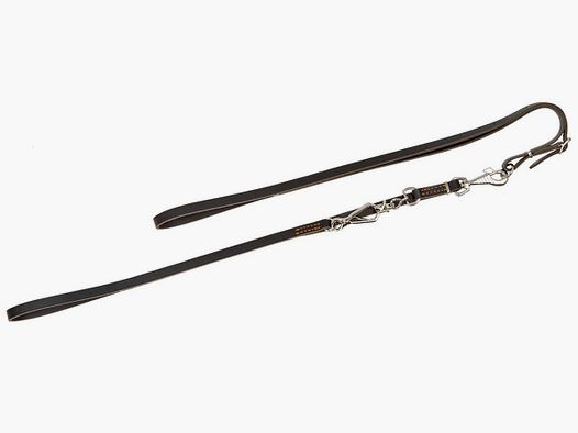 AKAH Umhängeleine mit Scherenzange aus Sattelleder dunkelbraun / Länge: 1,60 m, Breite: 15mm